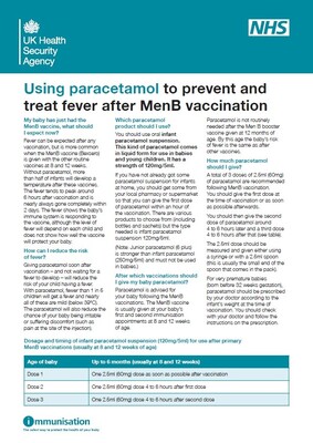 Using paracetamol to prevent and treat fever after MenB vaccination (flyer)