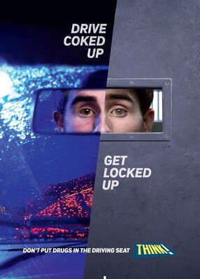 Drive coked up - get locked up (A4 poster)