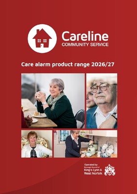 Care alarm product range 2026/27 (A5 leaflet)