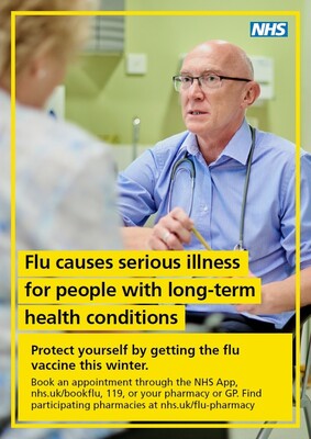 Flu causes serious illness for people with long-term health conditions - version 2 (A4 poster)
