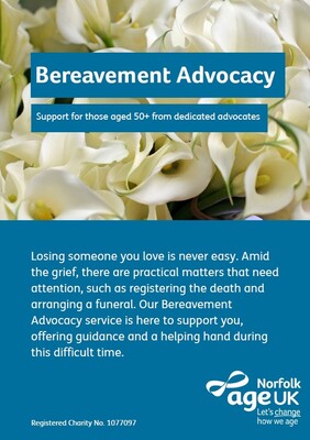 Bereavement advocacy - support for those aged 50+ from dedicated advocates (leaflet)