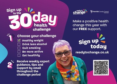 30 day health challenge - pink (postcard)