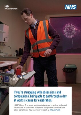 If you're struggling with obsessions and compulsions - man with mug (A4 poster)