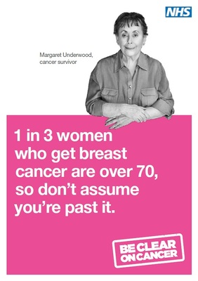 1 in 3 women who get breast cancer are over 70, so don't assume you're past it