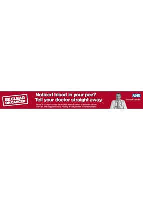 Noticed blood in your pee? Tell your doctor straight away (web banner 1, no URL)